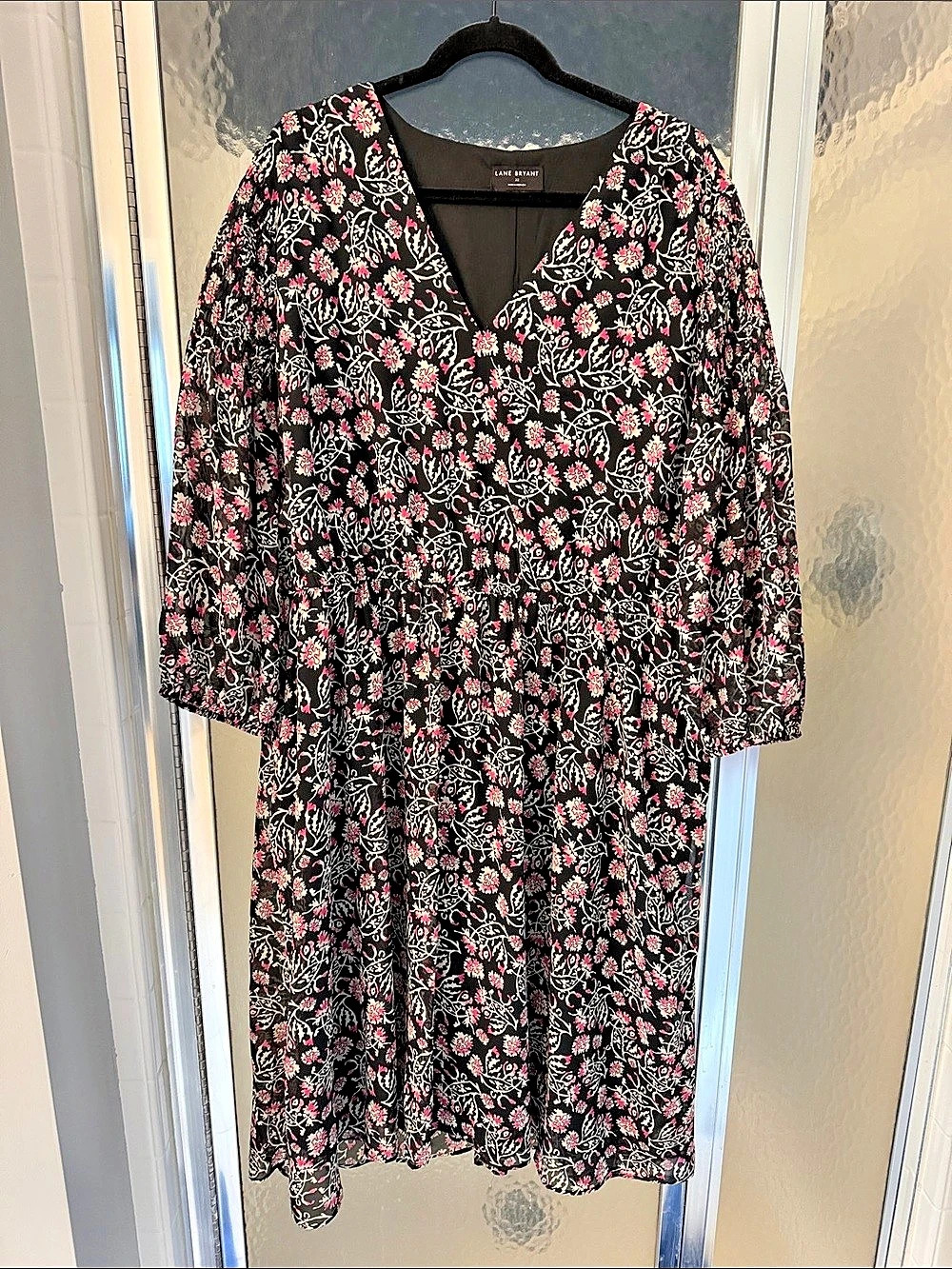 Lane Bryant Floral Midi Dress in Black & Pink Size 22